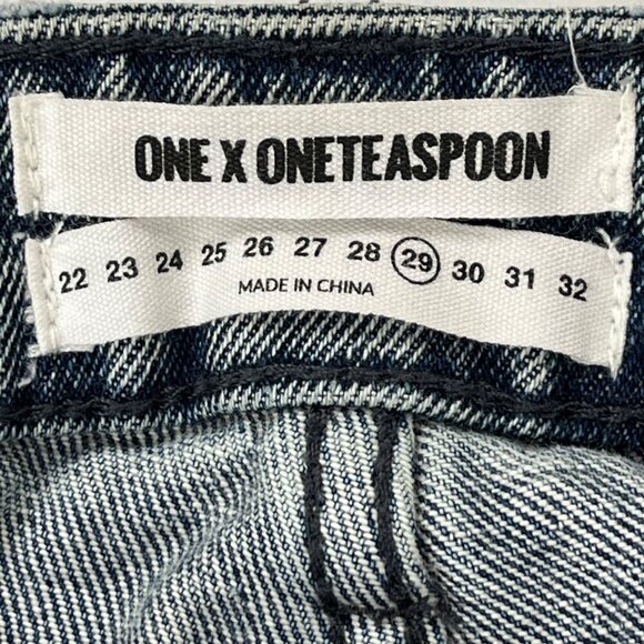 One X One Teaspoon High Waist Awesome Baggies Jean 29 Raw Hem Tapered Distressed - Picture 2 of 13